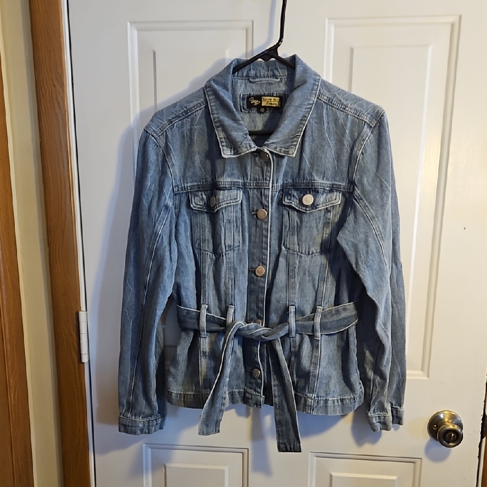 Suzanne Betro Blue Jean Jacket with Belt